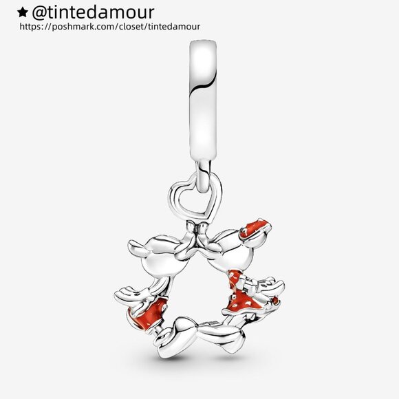 Pandora Disney Mickey Mouse & Minnie Mouse Kissing Dangle Charm - Picture 2 of 6